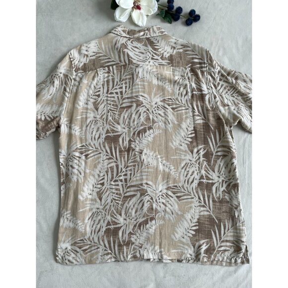 Margaritaville Hawaiian Tropical Leaf Print Button-Down Shirt Large - Picture 2 of 8